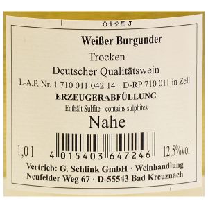 G. Schlink Weißer Burgunder QW trocken 1,00l