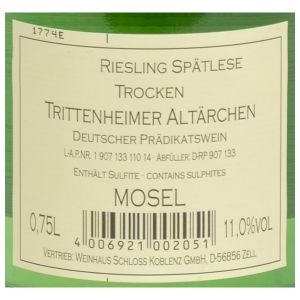 Weinhaus Schloss Koblenz Riesling Spätlese Trittenheimer Altärchen 0,75l