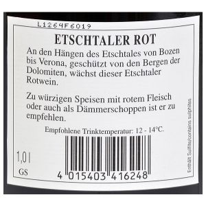 St. Barthelmeh Etschtaler Rotwein DOP 1,00l