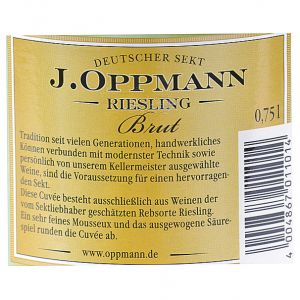 J. Oppmann Riesling Sekt Brut Flaschengärung 0,75l