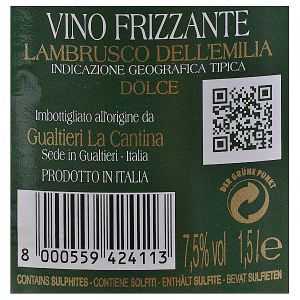 Lambrusco Emilia Gualtieri Perlwein (1,50l)