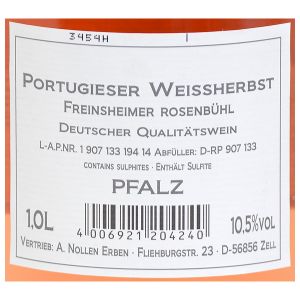 A. Nollen Erben Freinsheimer Rosenbühl Portugieser Weissherbst Rosé DQW 1,00l