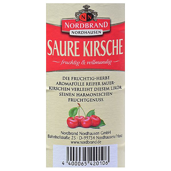 Nordbrand Saure Kirsche Likör 0,70l Kirschlikör Deutschland - gourmet ...
