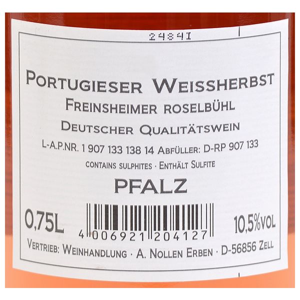 A. Nollen Erben Portugieser Weissherbst Rosé lieblich 0,75l -  gourmet-weinhandel