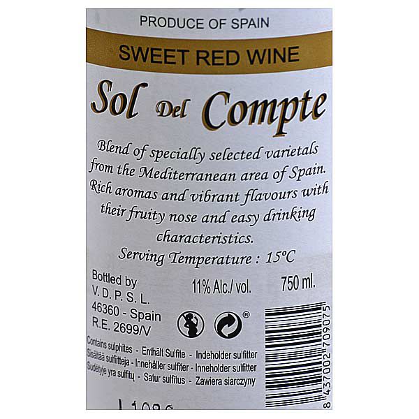 Vinas del Portillo Sol del Comte Rotwein lieblich Spanien Valencia 0,75l -  gourmet-weinhandel